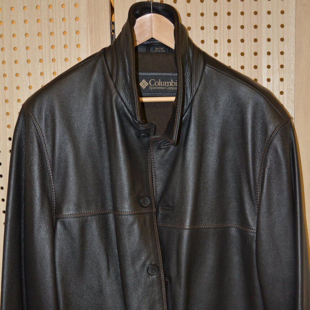 ( MEN ) COLUMBIA BROWN LEATHER SPORT JACKET SIZE XL